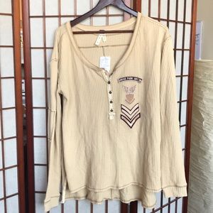 NWT Free People Waffle Bridget Tee